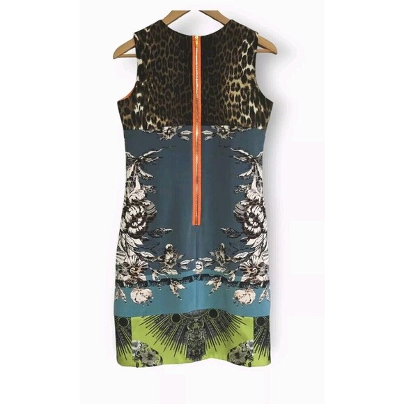 Ellie Tahari Dress Womens 4 Ginny Silk Mixed Pattern Leopard Floral Art Deco - Picture 5 of 8